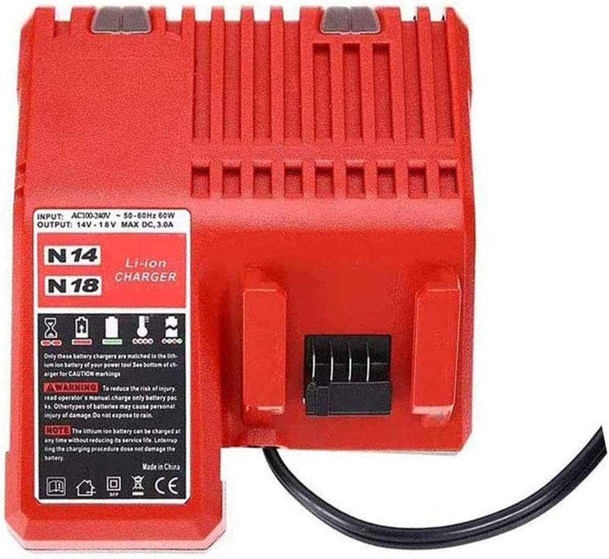 Lithium-ion Battery Charger Multi Voltage Charger Replacement for Milwaukee M18 14.4V-18V 48-11-1850 48-11-1840 48-11-1815 48-11-1828