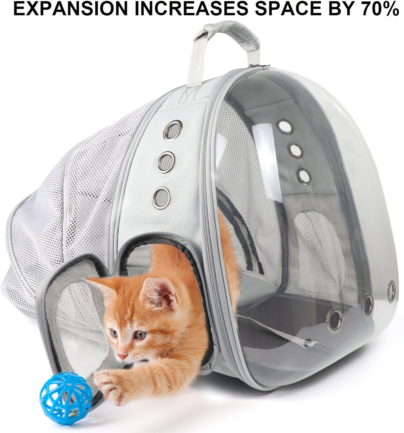 PROKEI Cat Backpack Carrier,Expandable Pet Bubble Backpack Airline Approved, Pet Travel Carrying Bag for Small Medium Cats and Puppy with Hiking Walking Outdoor Use