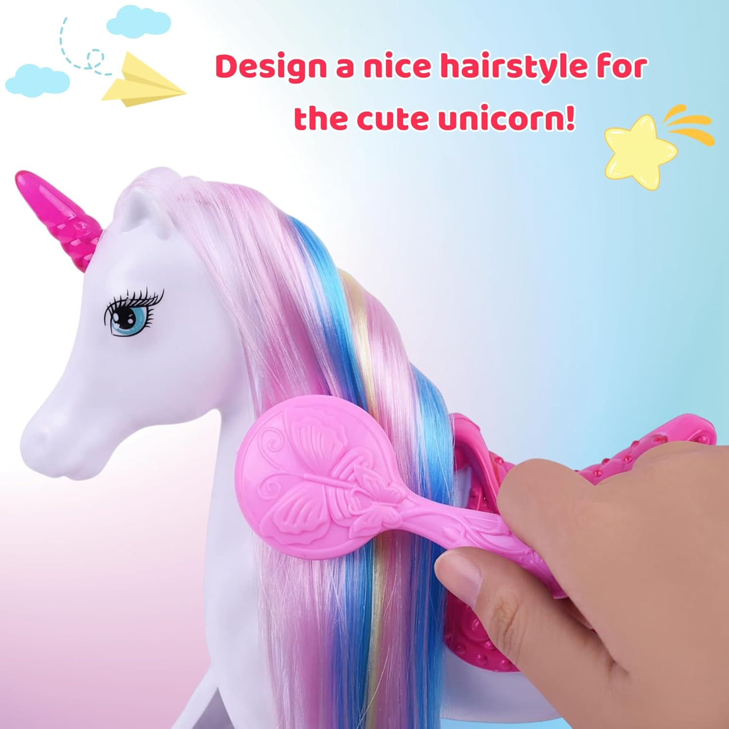 Princess Doll and Magic Light Unicorn Playset, Princess Unicorn Horse Toys Gifts for Girls Kids Aged 3 4 5 6, Present for Christmas, Birthday