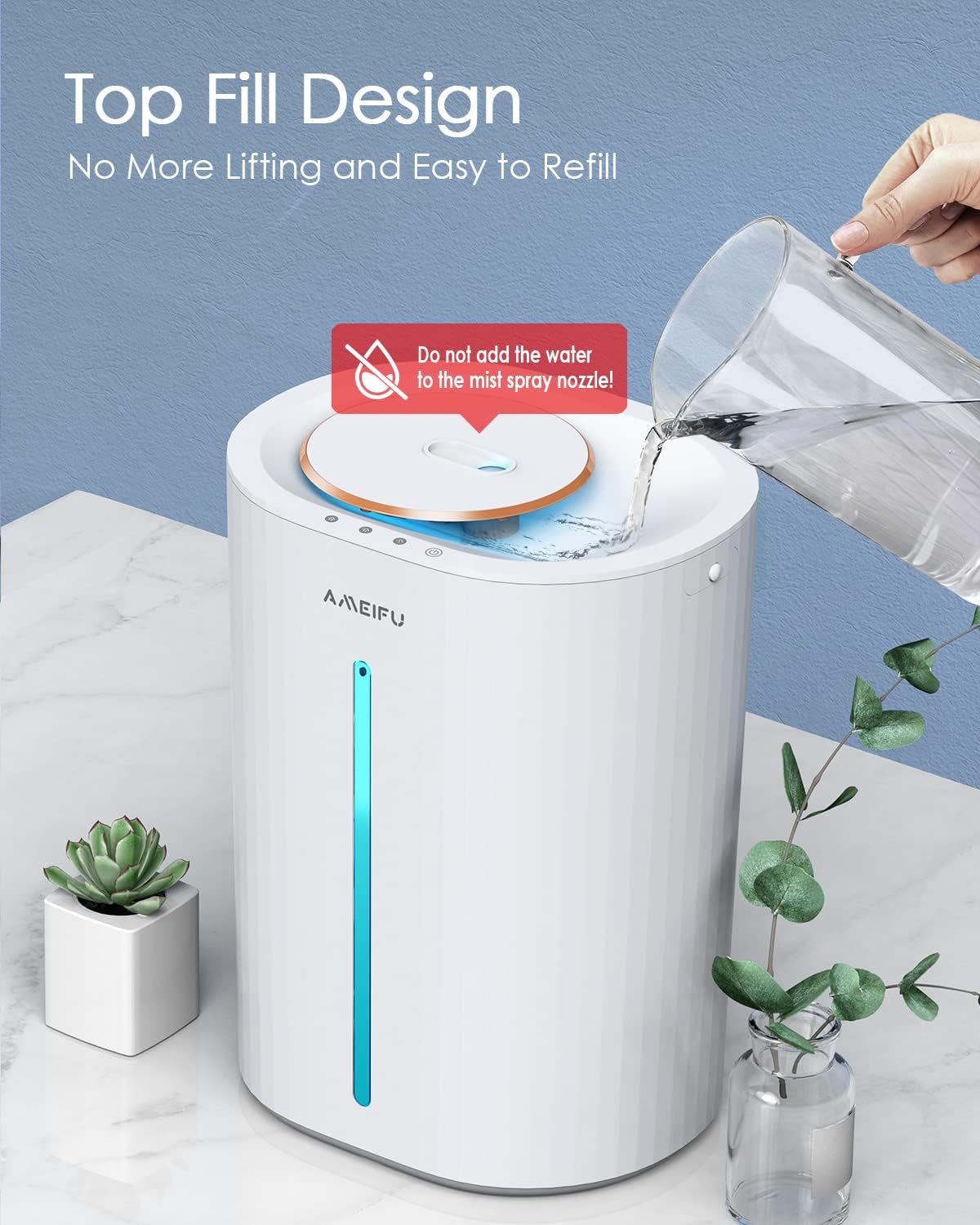 Humidifiers for Large Room 6.5L, Humidifiers for Bedroom Lasts Up to 54 Hours, Cool Mist Humidifiers Top Fill for Baby,Plants and Office Ultrasonic-Quiet-Auto Shut Off-Easy To Clean White