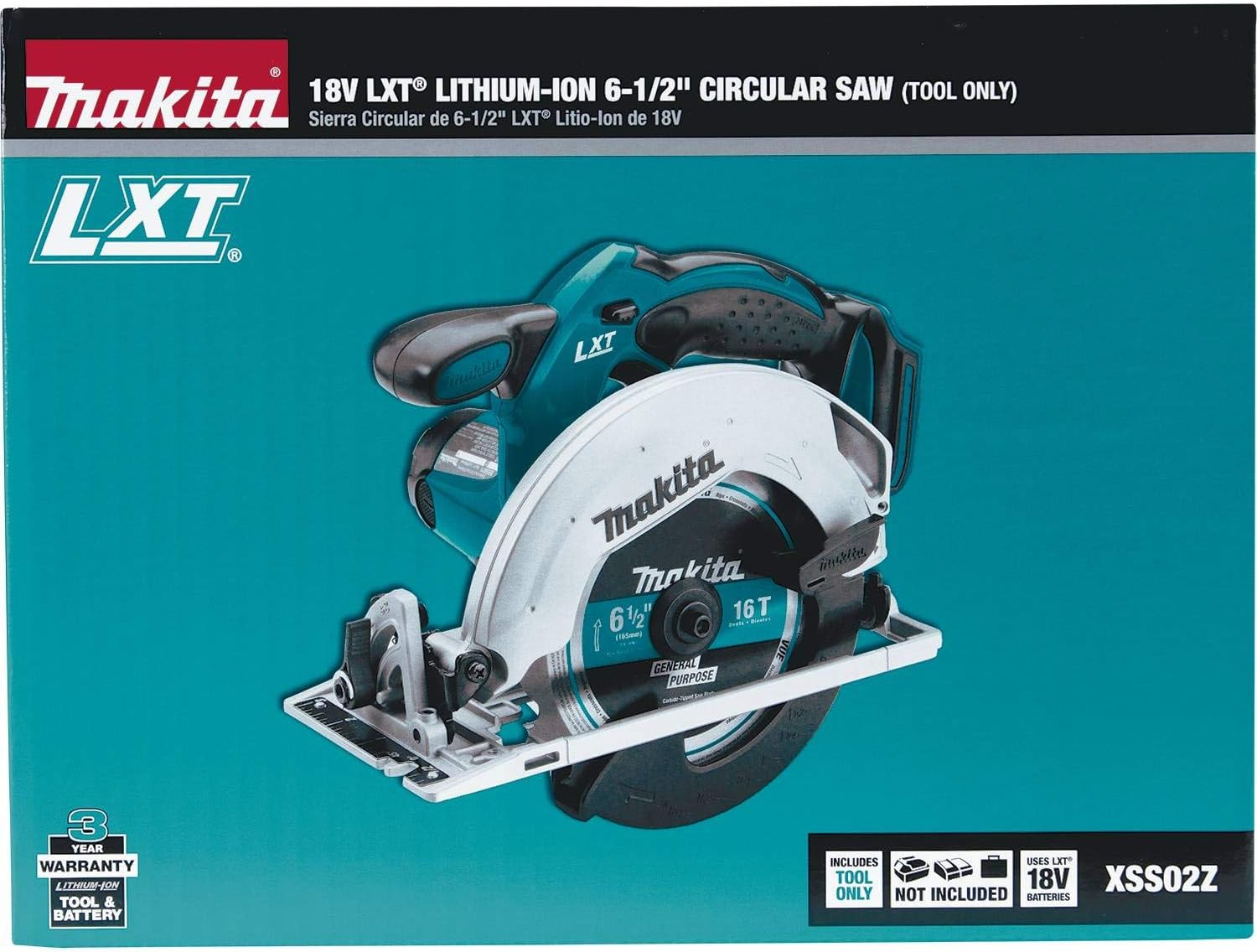 Makita XSS02Z 18V LXT Lithium-Ion Cordless Circular Saw, 6-1/2-Inch, Tool Only