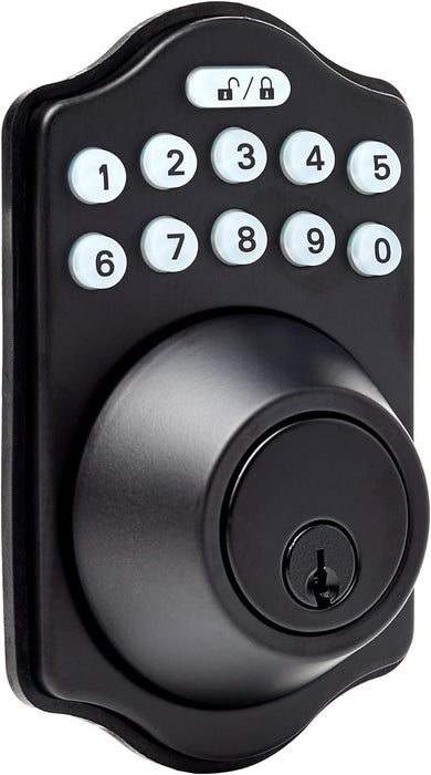 Amazon Basics Contemporary Square Deadbolt Door Lock, Single Cylinder, Satin Nickel
