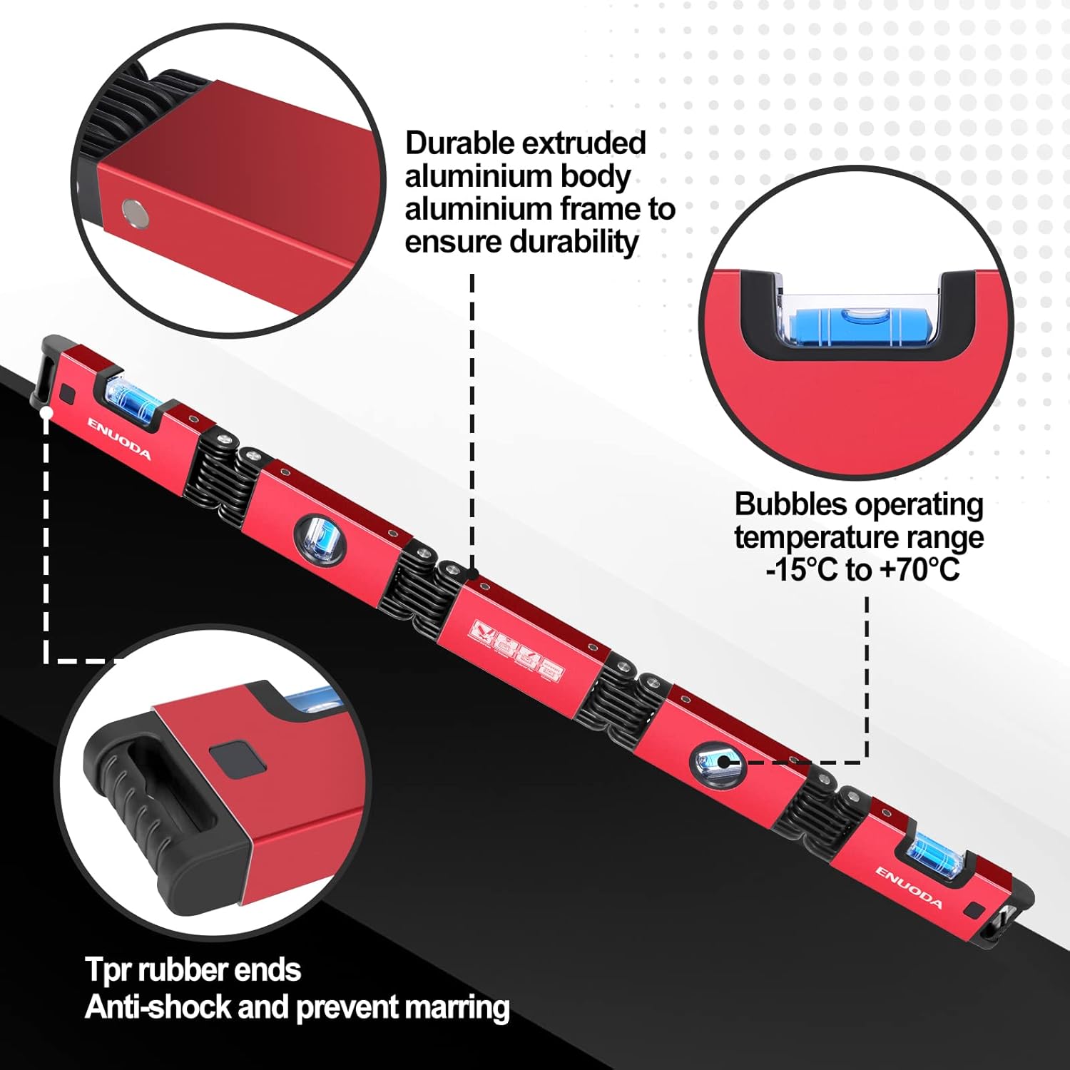 ENUODA Multi-function Foldable Level, 28 Inch Extendable Torpedo Levels, Multi-Angle Leveler Tool with Magnetic, Woodworking Measurement Tools for Craftsman Plumbers Carpenters Bricklayers