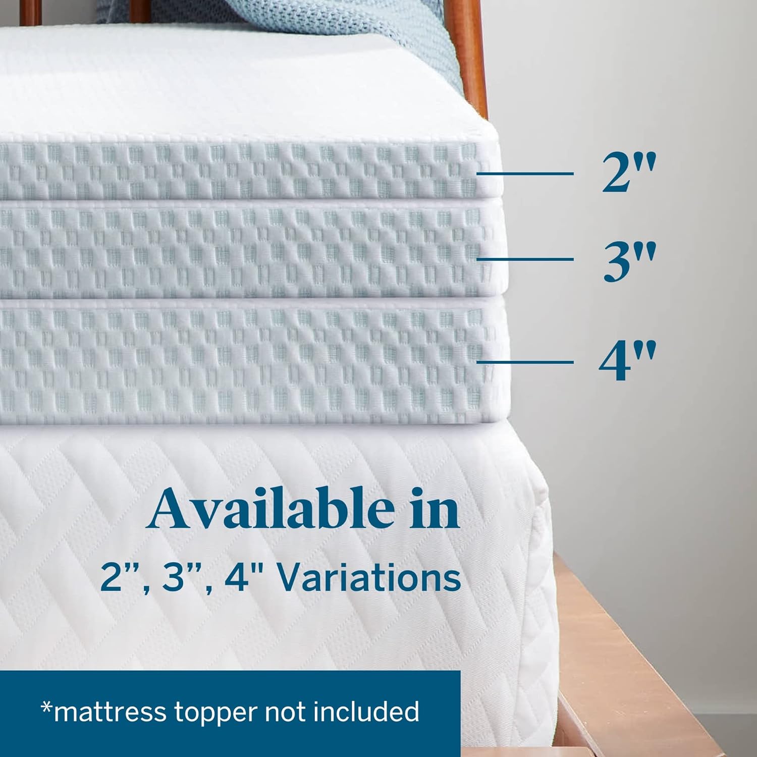 LUCID Mattress Topper Cover - Soft and Breathable - Machine Washable - Zippered Enclosure - Non-Slip Cover - 2 Inch - Twin XL