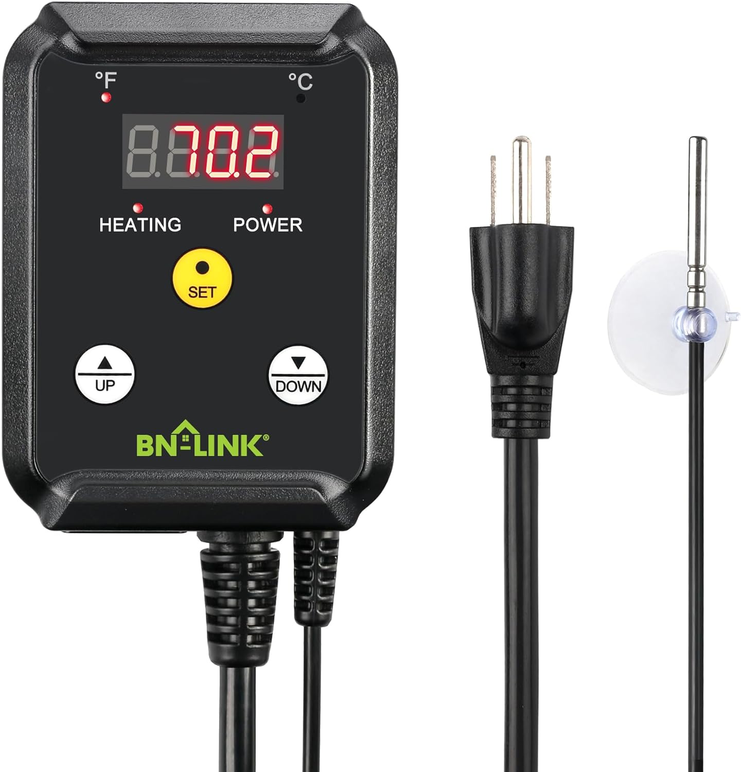 BN-LINK Digital Heat Mat Thermostat Controller for Seed Germination, Reptiles and Brewing Breeding Incubation Greenhouse, 40-108°F, 8.3A 1000W ETL Listed