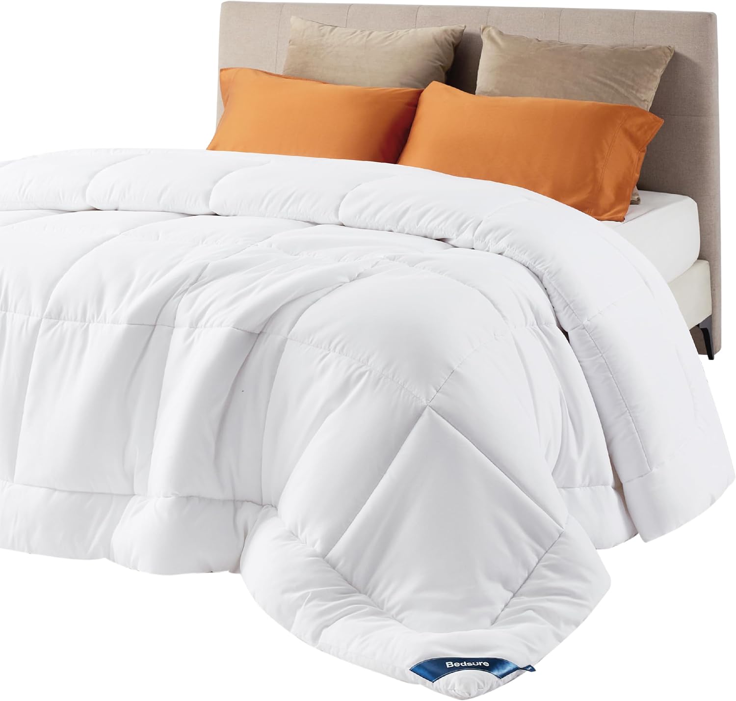 Bedsure Comforter Duvet Insert - Quilted Comforters Queen Size, All Season Duvet, Down Alternative Bedding Comforter with Corner Tabs(White,Queen 88"x88")