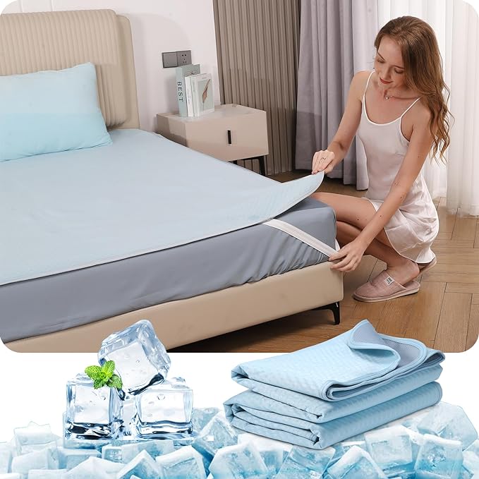 QUILTINA Summer Cooling Sleeping Mat Set with 2 Cool Pillow Cases