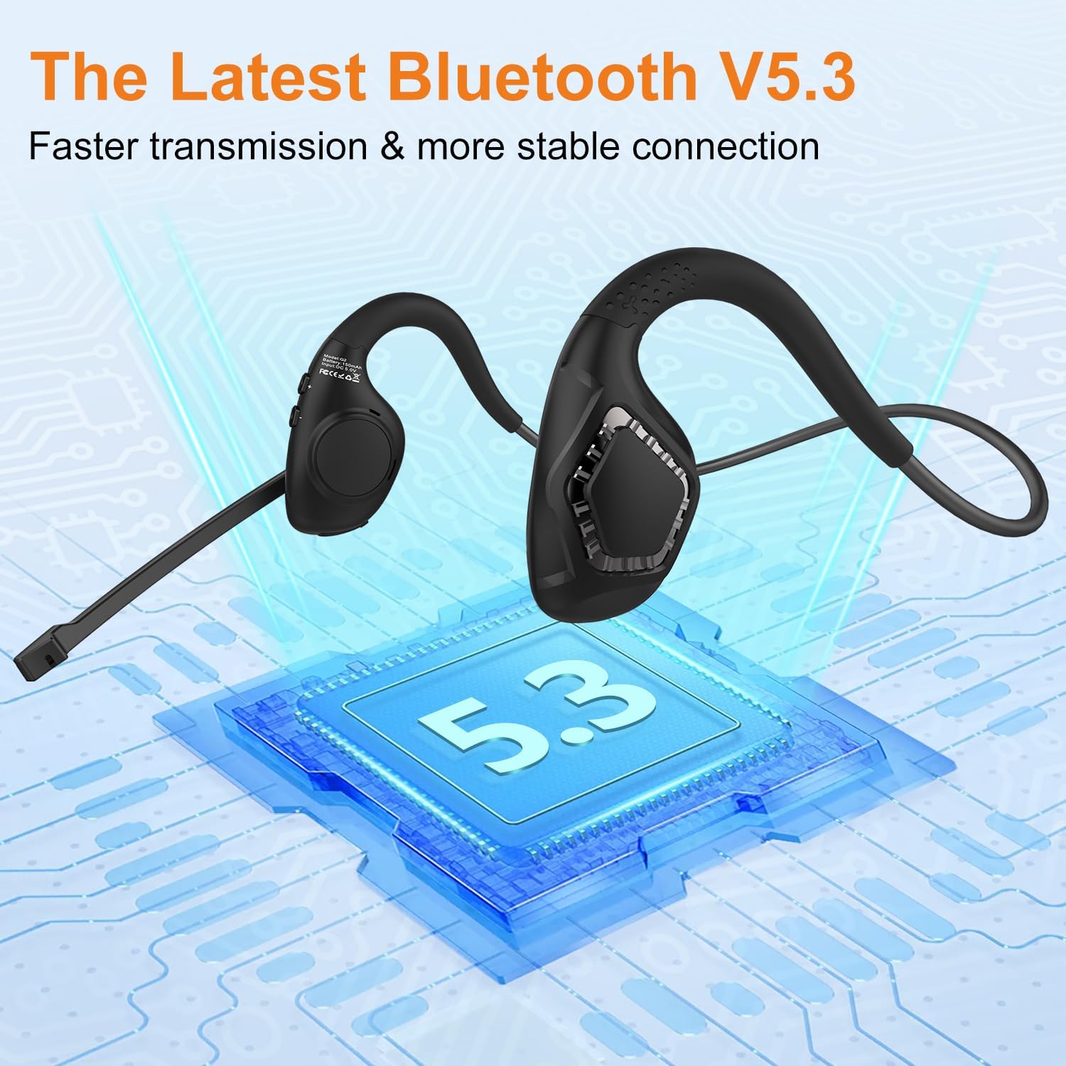 Golvery Latest Bluetooth 5.3 Headset w/Noise Canceling Boom Mic, Wireless Headset for Phone PC Computer Latop, Lightweight and Comfortable Headphone for Office Meeting Home Working Calling, 10H