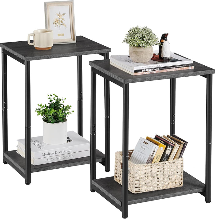 VASAGLE Side Tables Set of 2, Small End Table, Nightstand for Living Room, Bedroom, Office, Bathroom, Misty Gray and Classic Black ULET272B68