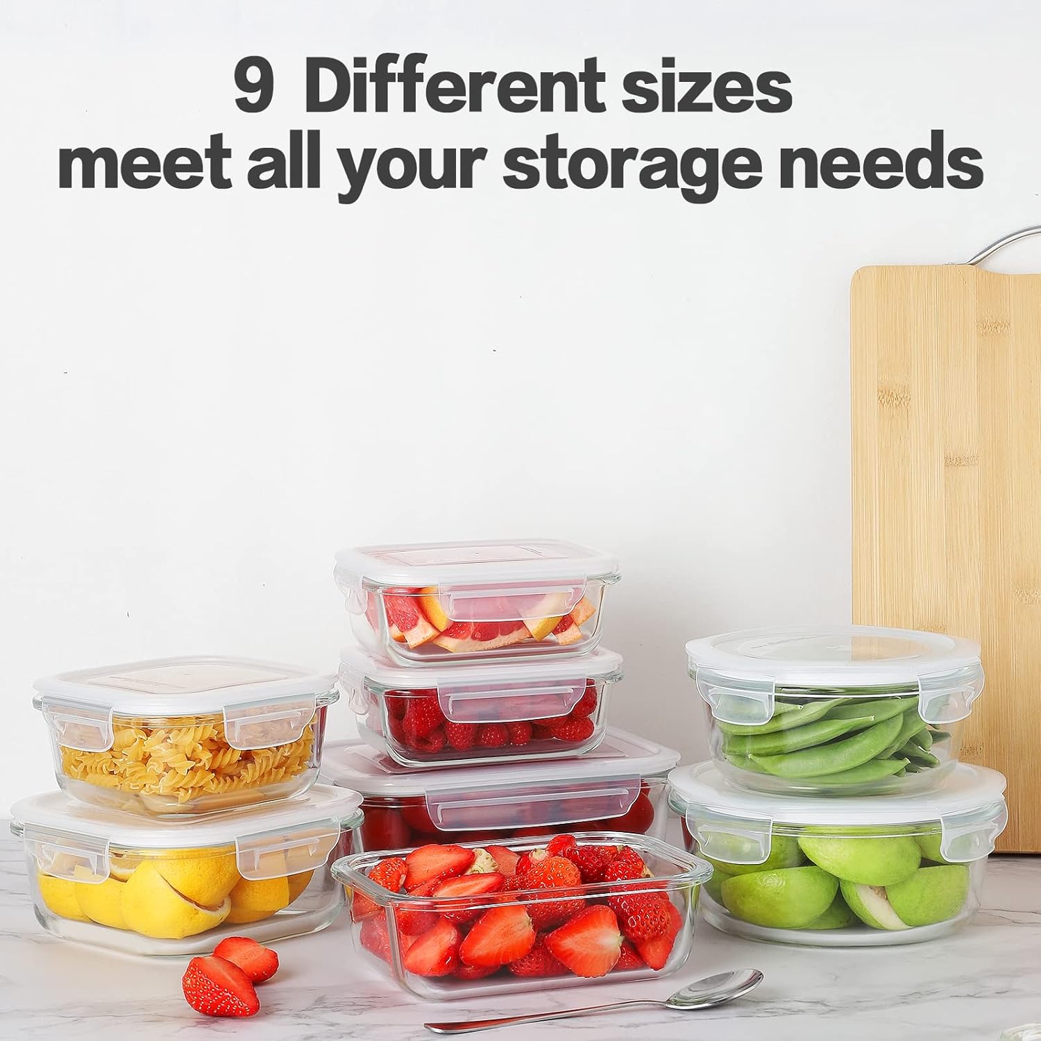 12 Sets Glass Food Storage Containers with Lids, Meal Prep Containers, Airtight Bento Boxes, BPA Free & Leak Proof, Pantry Kitchen Storage(12 lids & 12 Containers) - White