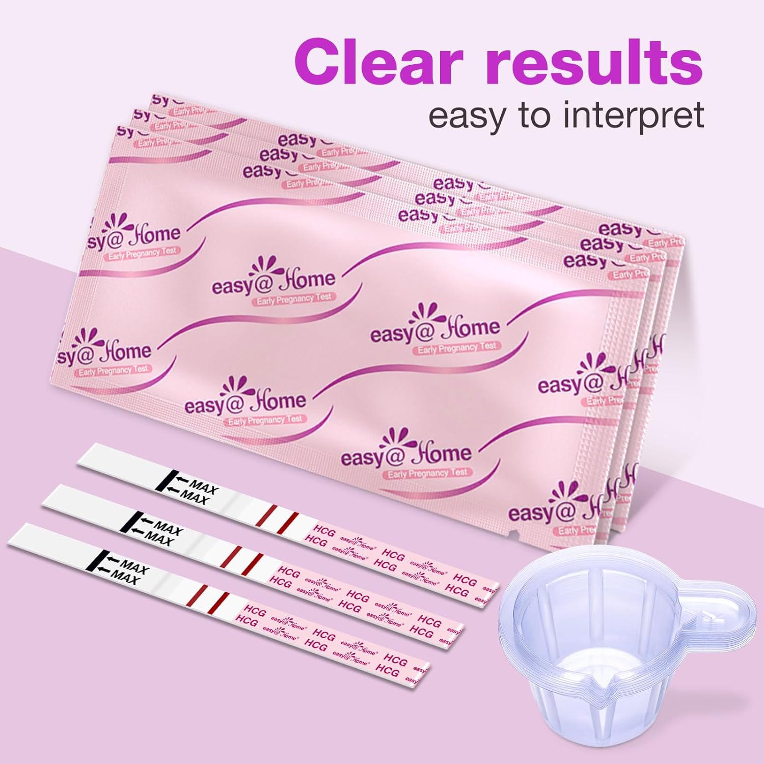 Easy@Home 38 Pack Pregnancy Test Strips with Cups Kit: Early Detection hCG Pregnancy Tests Bulk - Highly Sensitive Accurate & Reliable Results at Home Pregnancy Strips