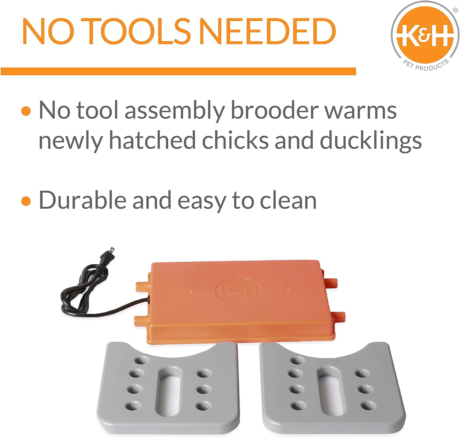 K&H Pet Products Thermo Chicken Brooder, Brooder Heater for Chicks, Chick Brooder Plate, Safe Alternative to Heat Lamp for Chickens - Gray/Orange Small 8 X 13.5 X 8 Inches, Durable,Unique