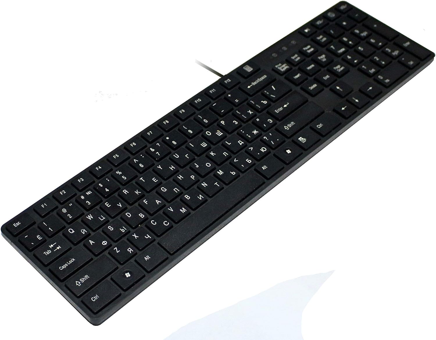 USB Keyboard with Russian English (Cyrillic) Letters/Characters- Full Size Slim Desktop Design