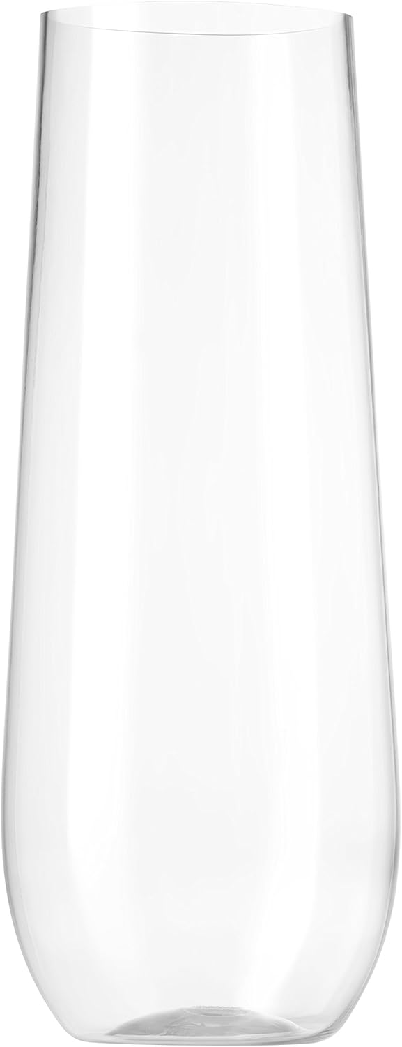 Munfix 36 Pack Stemless Plastic Champagne Flutes Disposable 9 Oz Clear Plastic Toasting Glasses Shatterproof Recyclable and BPA-Free