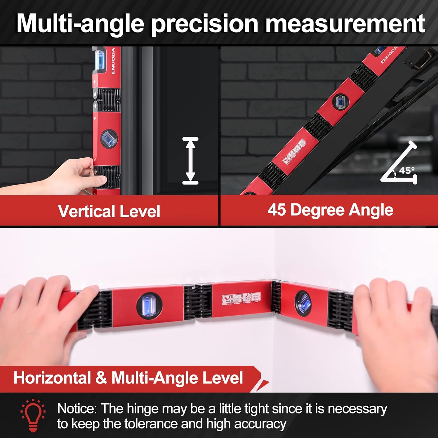 ENUODA Multi-function Foldable Level, 28 Inch Extendable Torpedo Levels, Multi-Angle Leveler Tool with Magnetic, Woodworking Measurement Tools for Craftsman Plumbers Carpenters Bricklayers