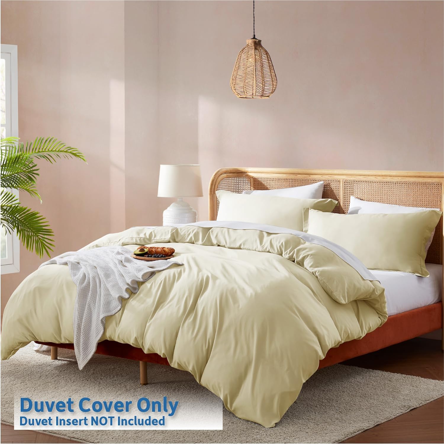 Nestl Vanilla Yellow California King Duvet Cover Sets - Soft Double Brushed Cal King Duvet Cover, 3 Piece, with Button Closure, 1 Duvet Cover 104x98 inches and 2 Pillow Shams