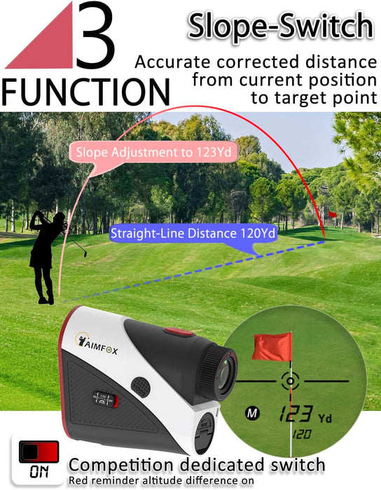 A300 Golf Yardage Rangefinder with Slope Switch, Rubber Surface Mini Portable Laser Distance Range Finder, Wide View, More Accurate and Fast Focus System, Designed for Professional Golfers