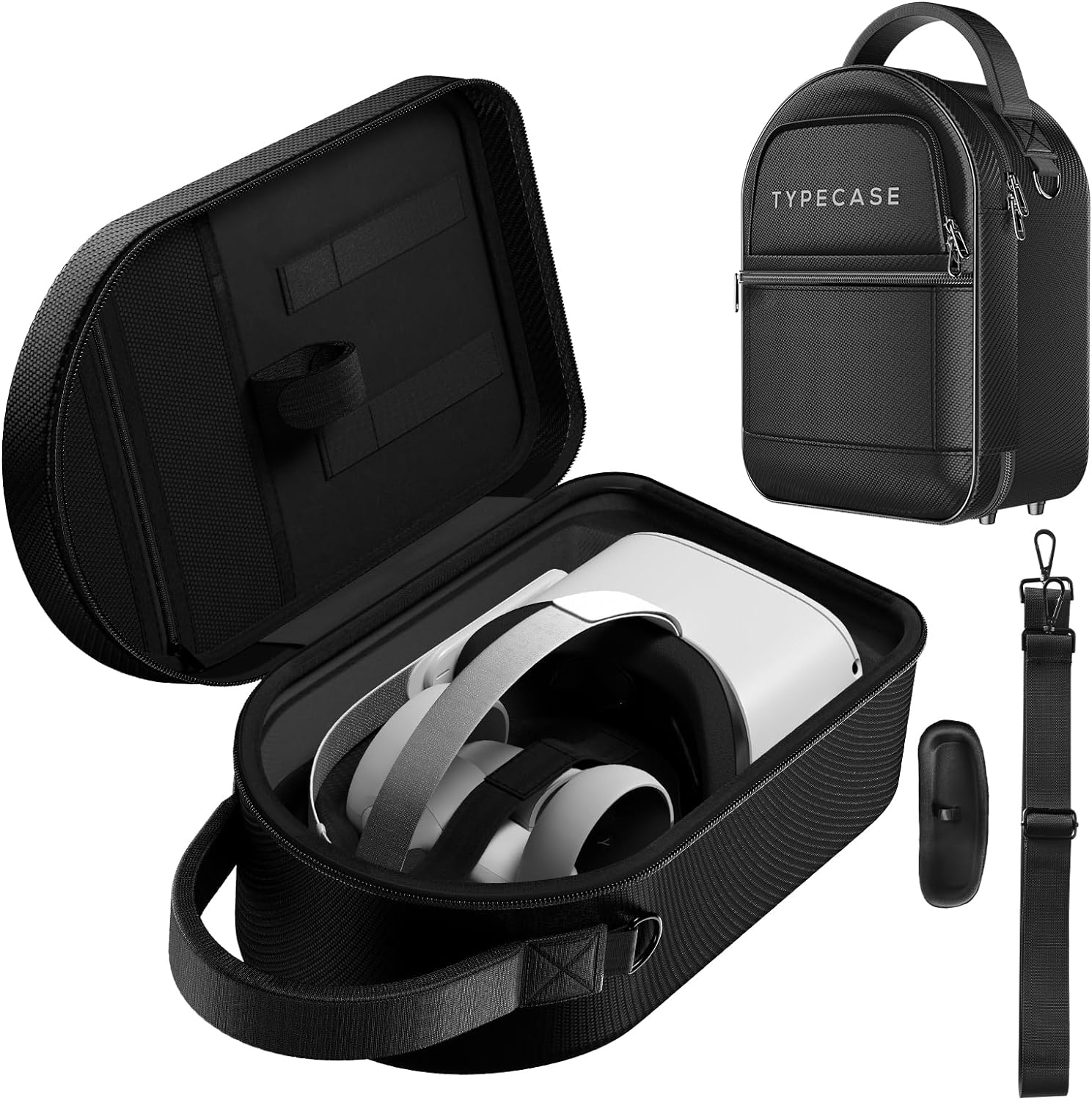 typecase Carrying Case for Oculus Quest 2, Elite Strap & Quest 2 Accessories - Holds Controllers, Battery Packs, Link Cables & Face Covers - Protective Travel Bag Compatible with Meta Quest 2 & 3