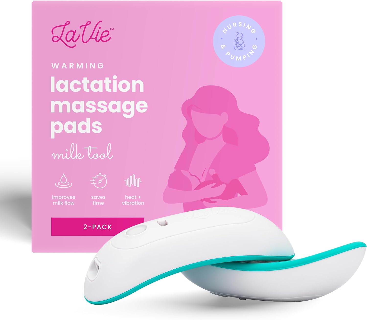 LaVie Lactation Massager with Warming for Breastfeeding | Breast Massager with Heat and Vibration for Clogged Ducts, Improved Milk Flow, and Engorged Breast Relief | Breast Warmers for Pumping 2 Pack