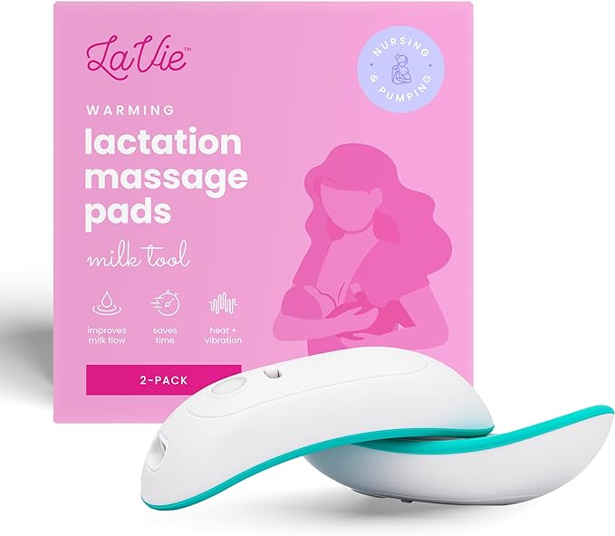 LaVie Lactation Massager with Warming for Breastfeeding | Breast Massager with Heat and Vibration for Clogged Ducts, Improved Milk Flow, and Engorged Breast Relief | Breast Warmers for Pumping 2 Pack