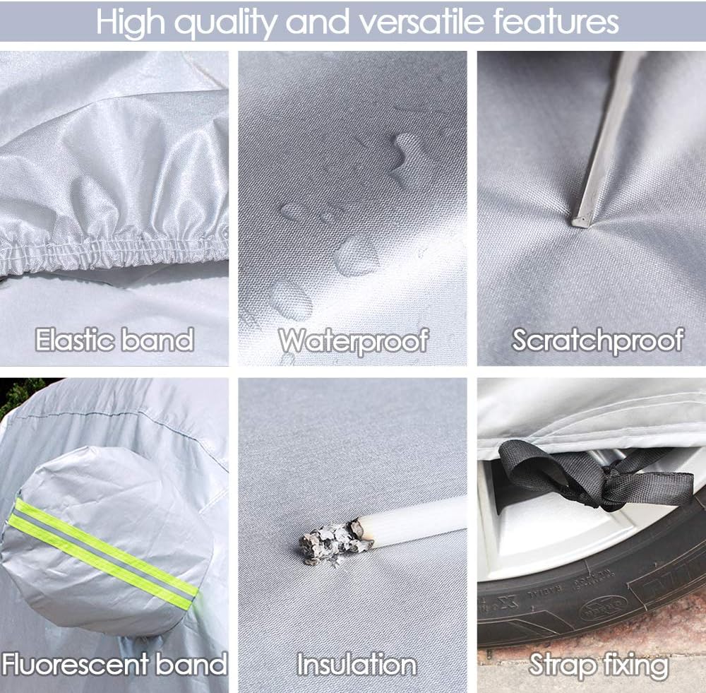 Car Cover Outdoor SUV Car Cover Universal Full Car Covers for Automobiles All Weather Waterproof UV Protection Windproof Rain Dust Scratch Snow Car Cover Fit SUV Large（190’’-201’’）