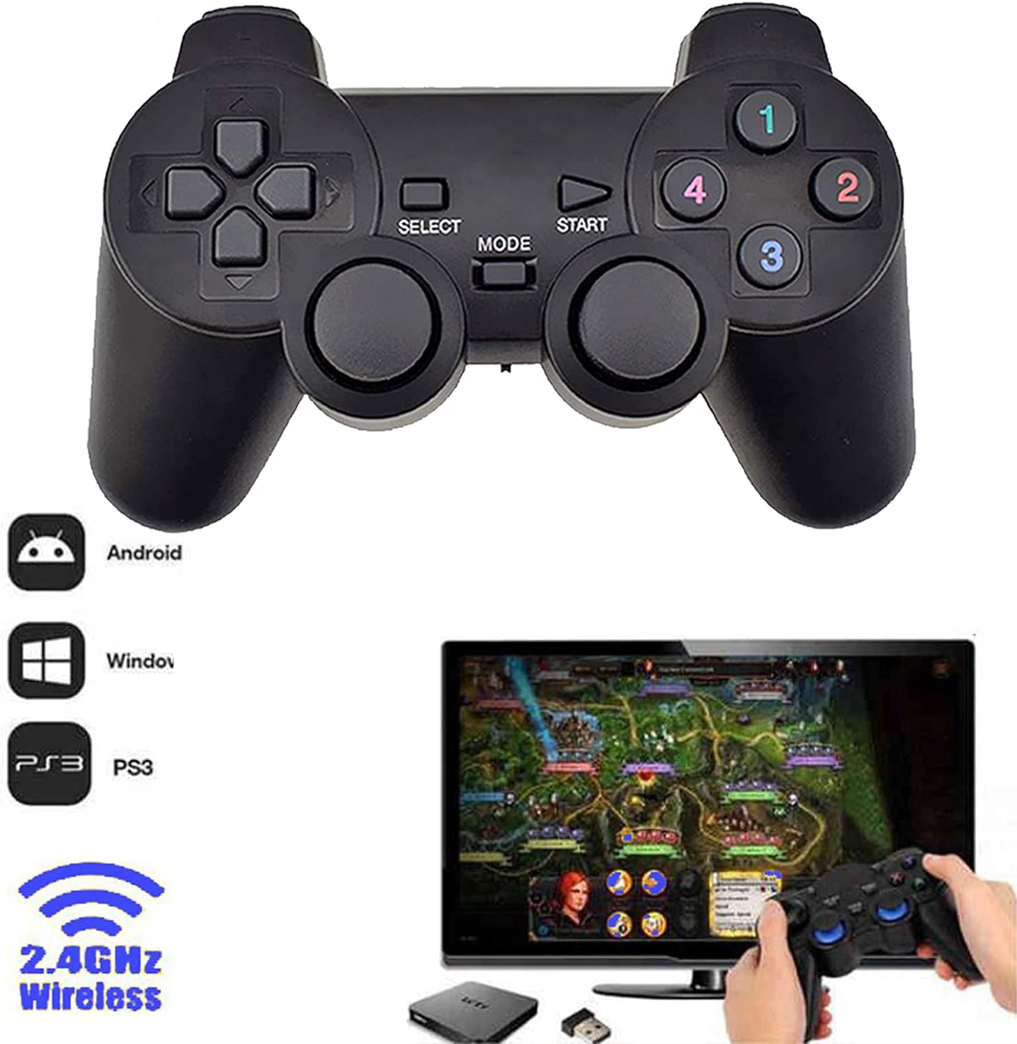 2.4GHz USB Twins Wireless game Controller Gamepad Joystick With WIN98/2000/X/2003VISTA/WIN7 SYSTEM TV Box