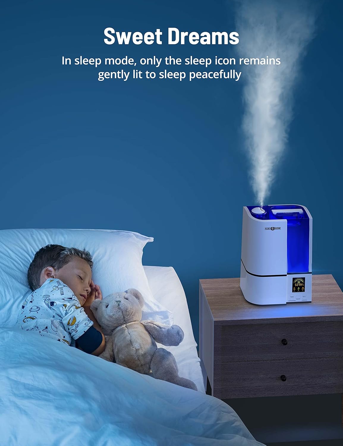 Humidifiers for Bedroom, Upgrade 4L Cool Mist Humidifiers with Humidistat, Quiet Air Humidifier for Large Room, Plant Humidifier for Indoor, LED Display, 24H Timer, Sleep Mode, Night Light