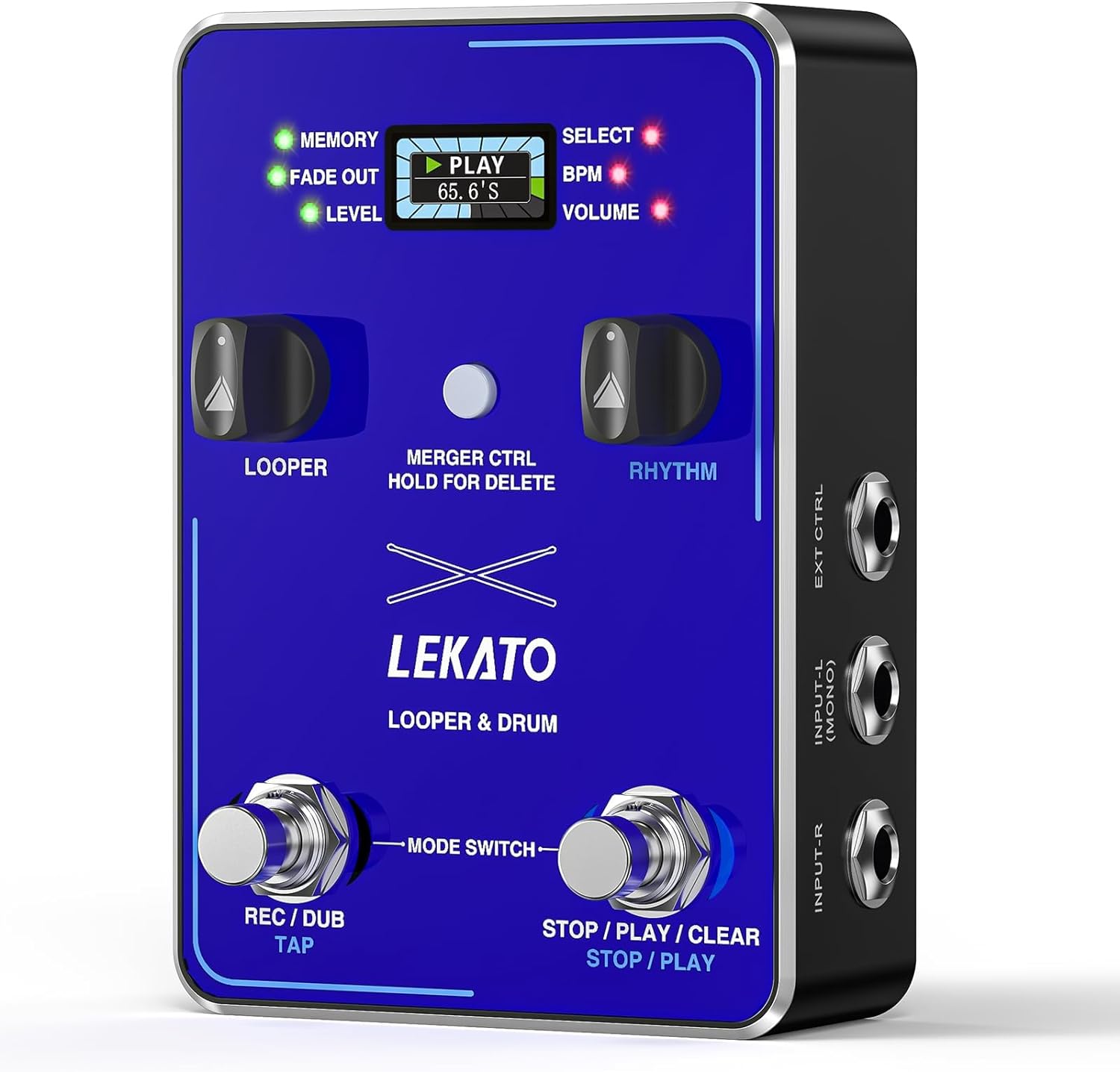 LEKATO Guitar Looper Pedal Drum Machine 2 IN 1, Stereo Guitar Drum Loop Pedals with App, 40 Slots 160 Mins, 100 Drum Grooves, Loop Pedal Supports External Footswitches Software Editing for Guitar Bass