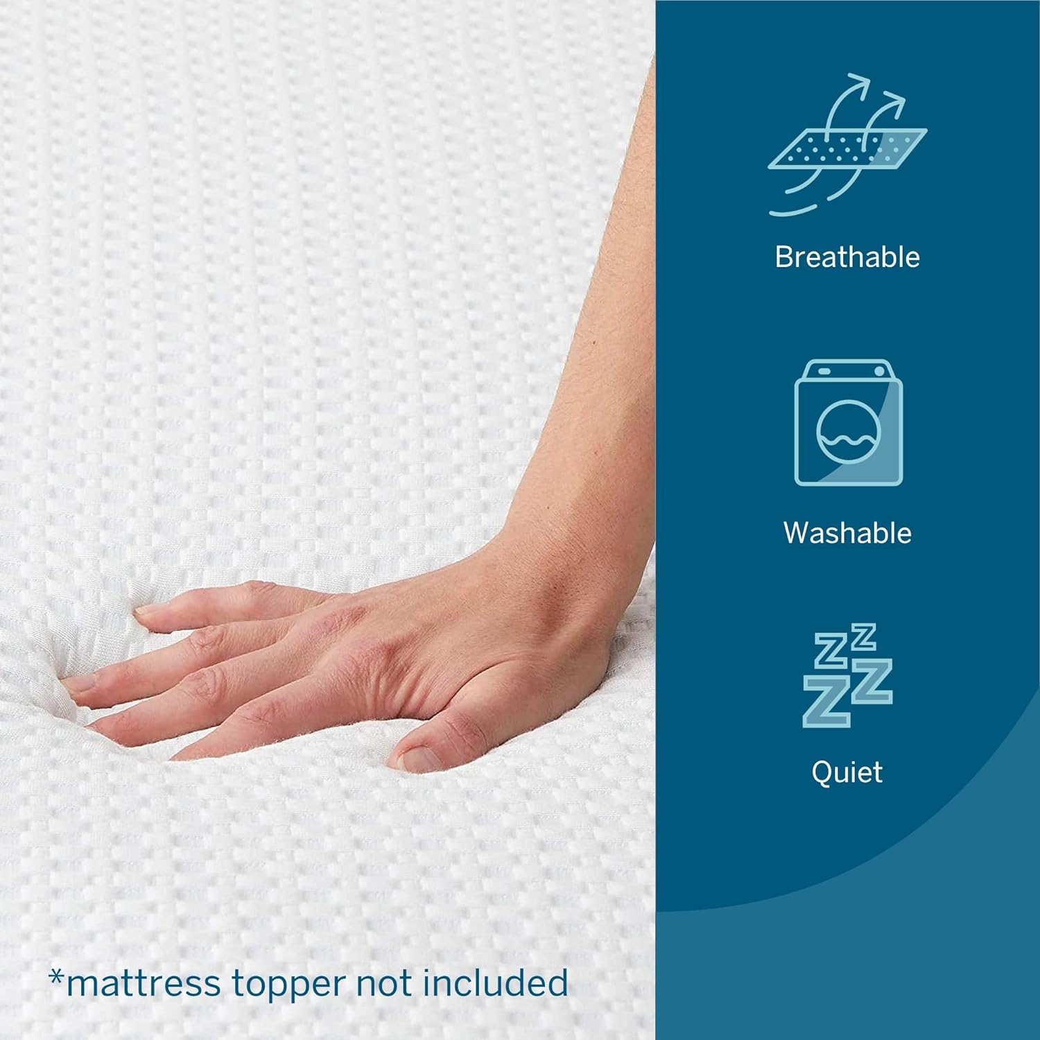 LUCID Mattress Topper Cover - Soft and Breathable - Machine Washable - Zippered Enclosure - Non-Slip Cover - 2 Inch - Twin XL