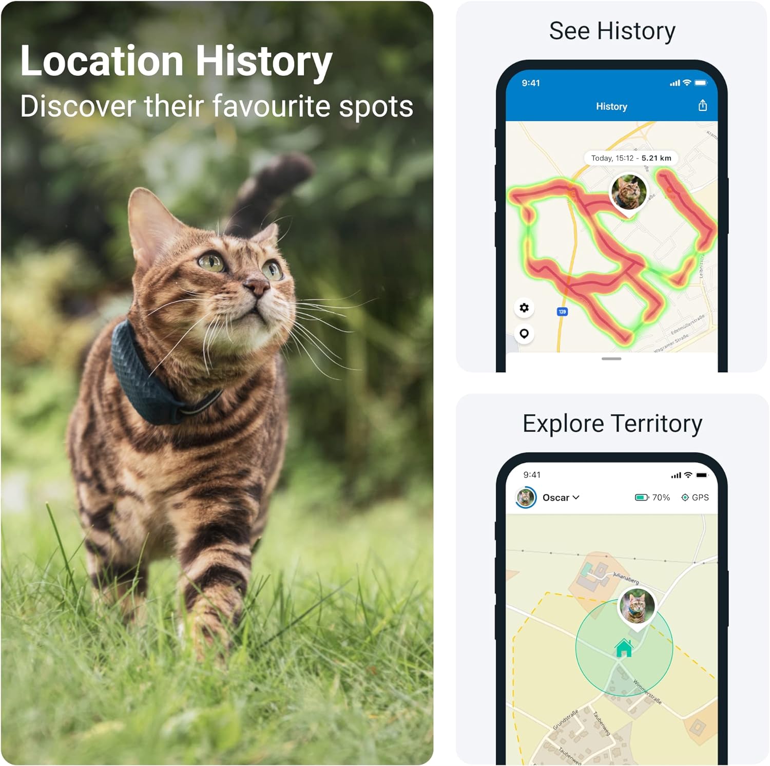 Tractive GPS Pet Tracker for Cats - Waterproof, GPS Location & Smart Activity Tracker, Unlimited Range, Works with Any Collar (Dark Blue)