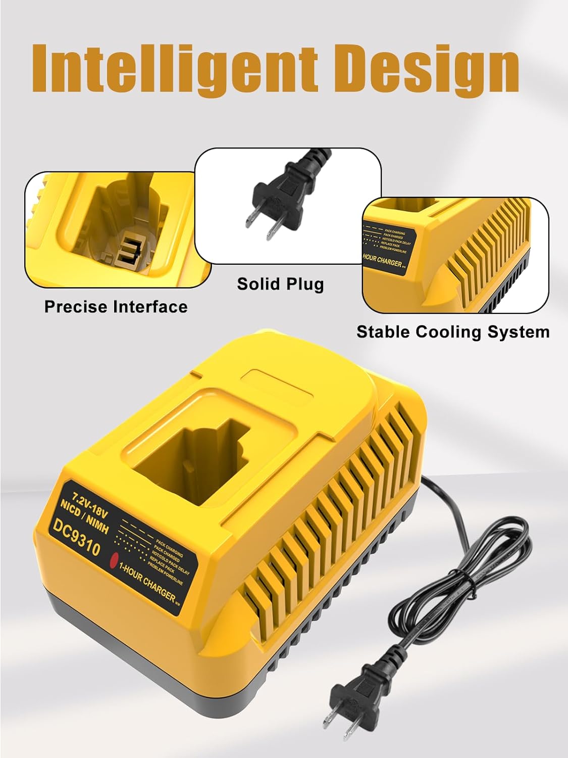 Powilling DC9310 Fast Charger Replacement for Dewalt 18V Battery Charger DC9096 DC9098 DC9099 DC9091 DC9071 DE9057 DW9096 DW9094 DW9072 Compatible with Dewalt 7.2V-18V XRP NI-CD NI-MH Battery