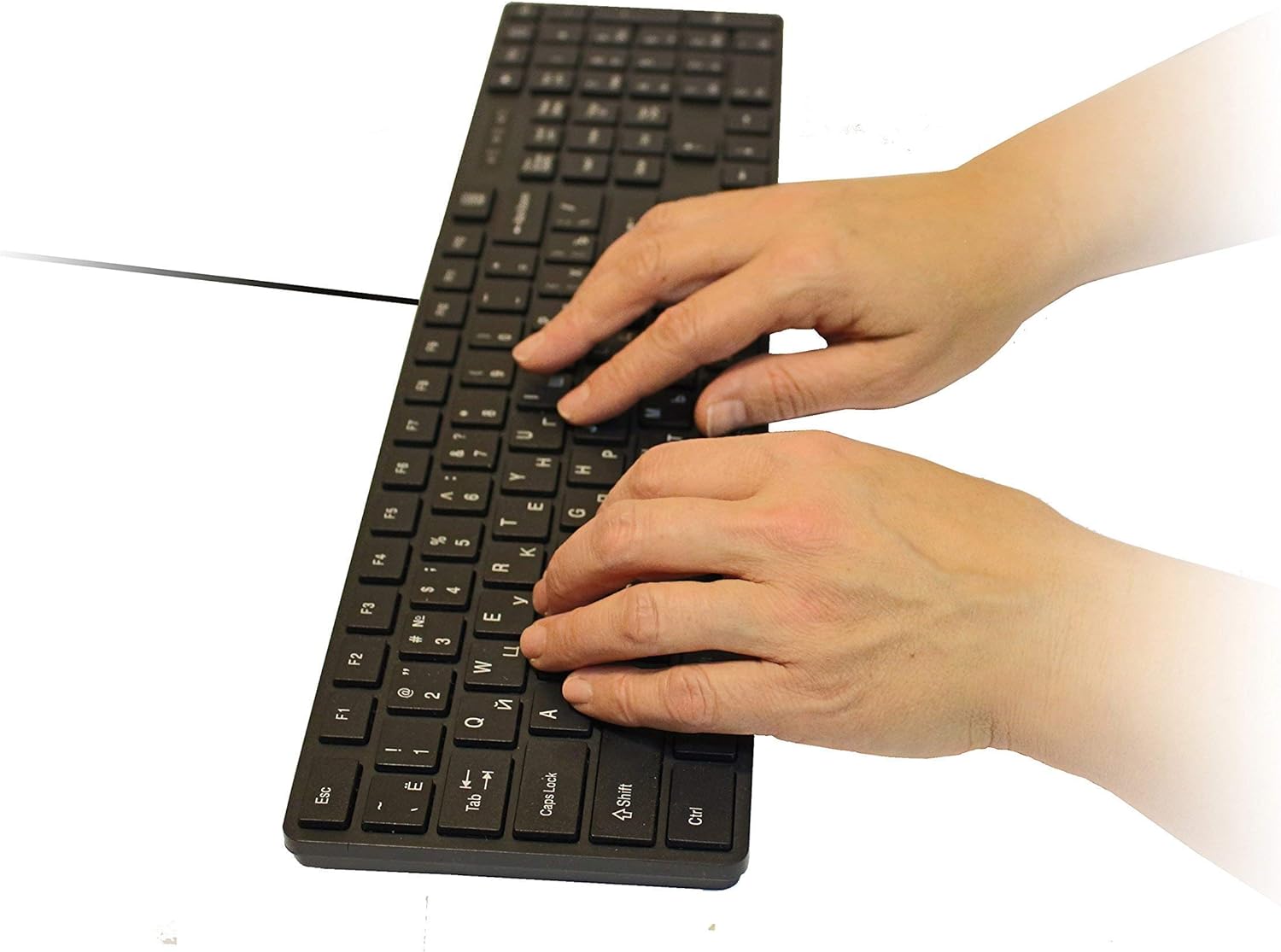 USB Keyboard with Russian English (Cyrillic) Letters/Characters- Full Size Slim Desktop Design