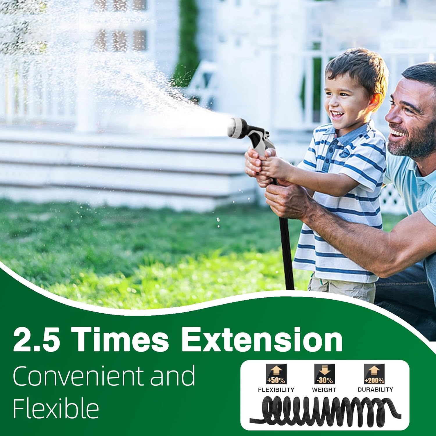 Gospace Expandable Garden Hose 100ft,Water Hoses with 10 Function Nozzle,Outdoor Hose,Retractable Hose,Leak-Proof with 40 Layers of Innovative Nano Rubber,Flexible,Never Kink & Tangle