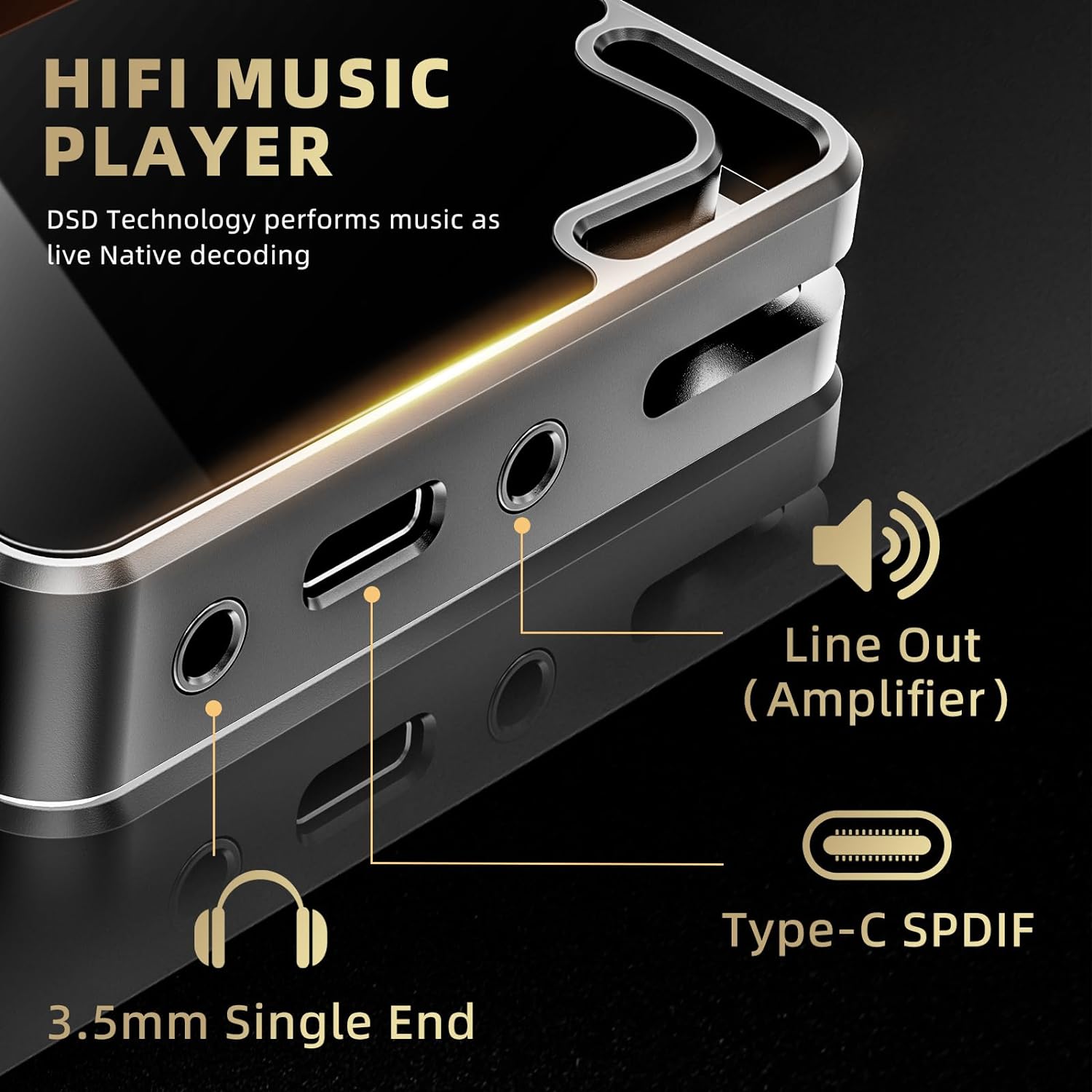 HIFI WALKER H2 Touch, Hi Res MP3 Player with Bluetooth, 2.4” HD Touch Screen, Digital Audio Player, DSD Lossless FLAC Player, Bluetooth Music Player with 64GB Memory Card, Support Up to 512GB