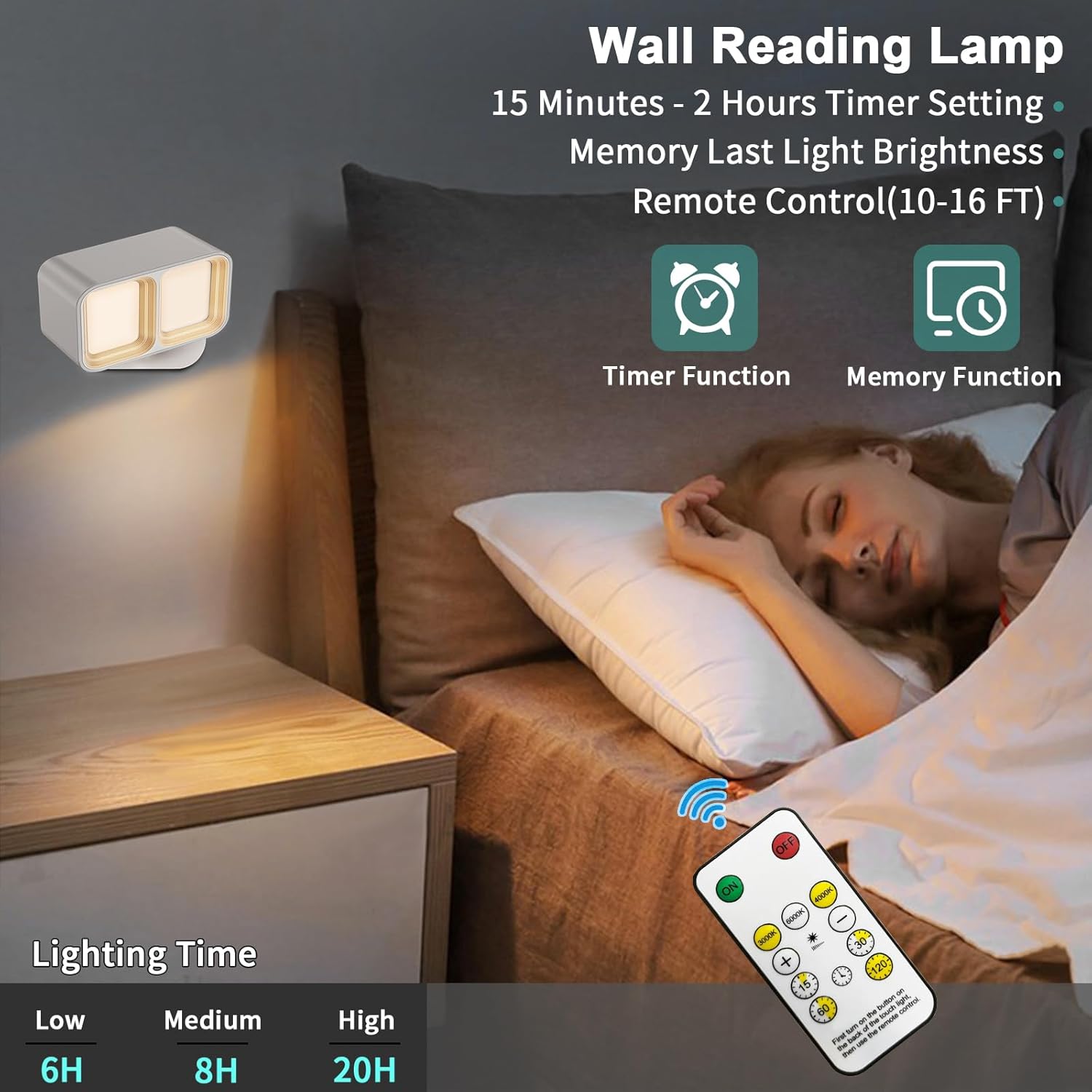 Wall Lights,Battery Operated Wall Sconces with 3 Color Temperatures & 3 Brightness Levels, 360°Rotation Wall Mount Light with Touch&Remote Control,Timer, Wall Lamp for Bedside Mural