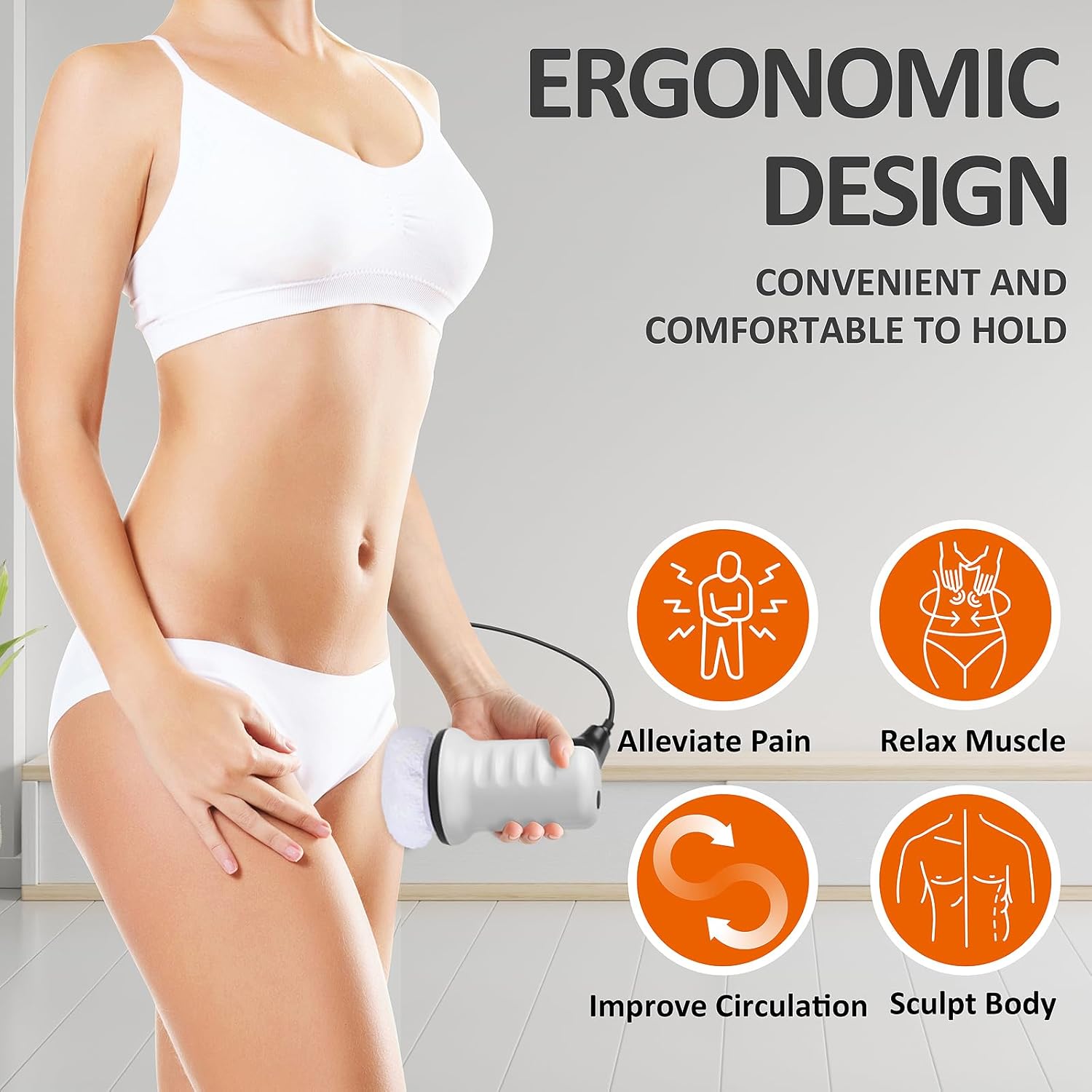 Cellulite Massager - Body Sculpting Machine with 6 Washable Cotton Pads - 6 Adjustable Speeds Handheld Electric Body Massager for Belly Arm Leg Hip