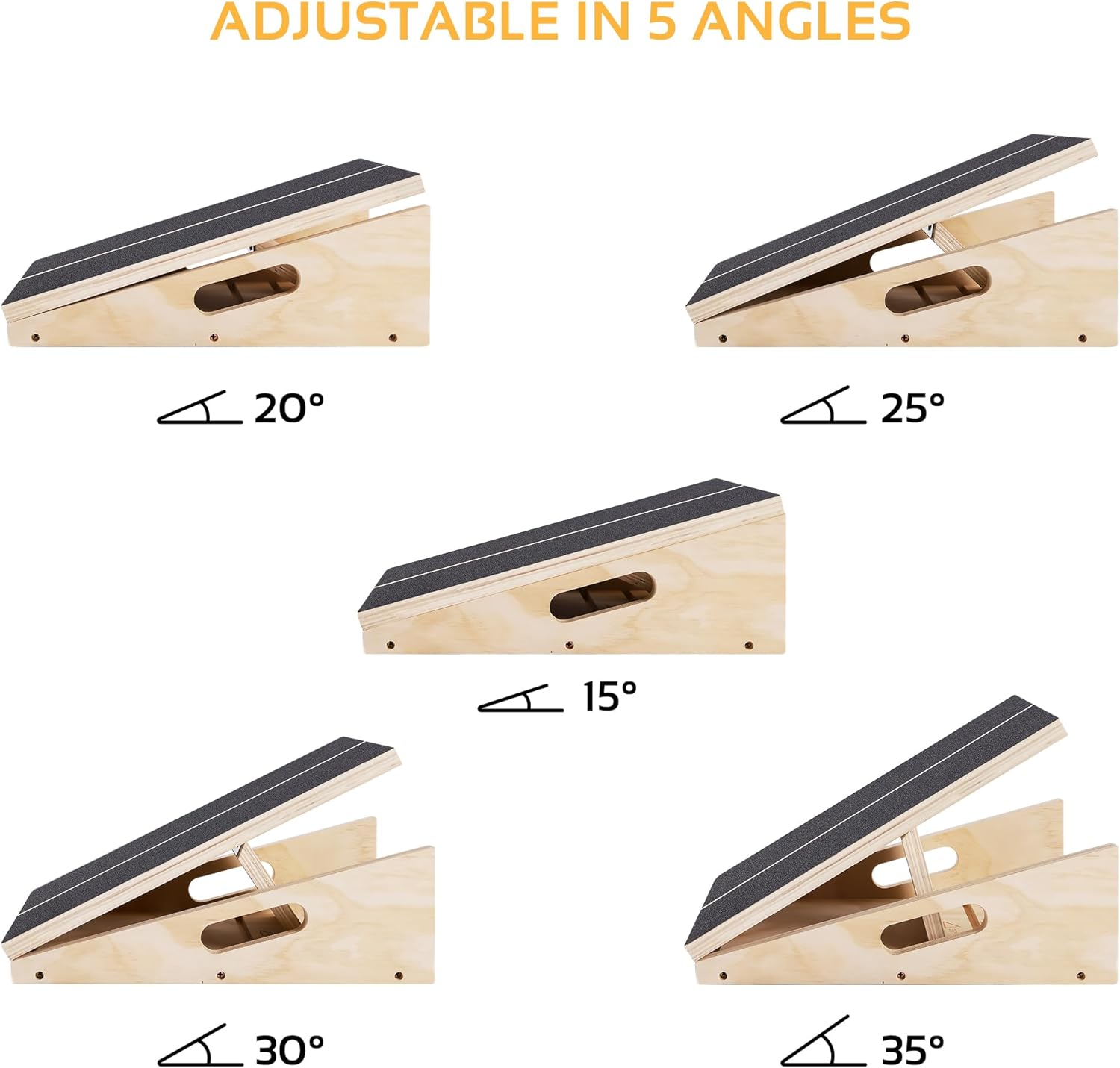 Trendia Slant Board, Wooden Incline Board Adjustable Calf Stretcher, Stretch Board for Physical Therapy, Calf Stretching Tool for Everyone, Movement Assistance Slant Board