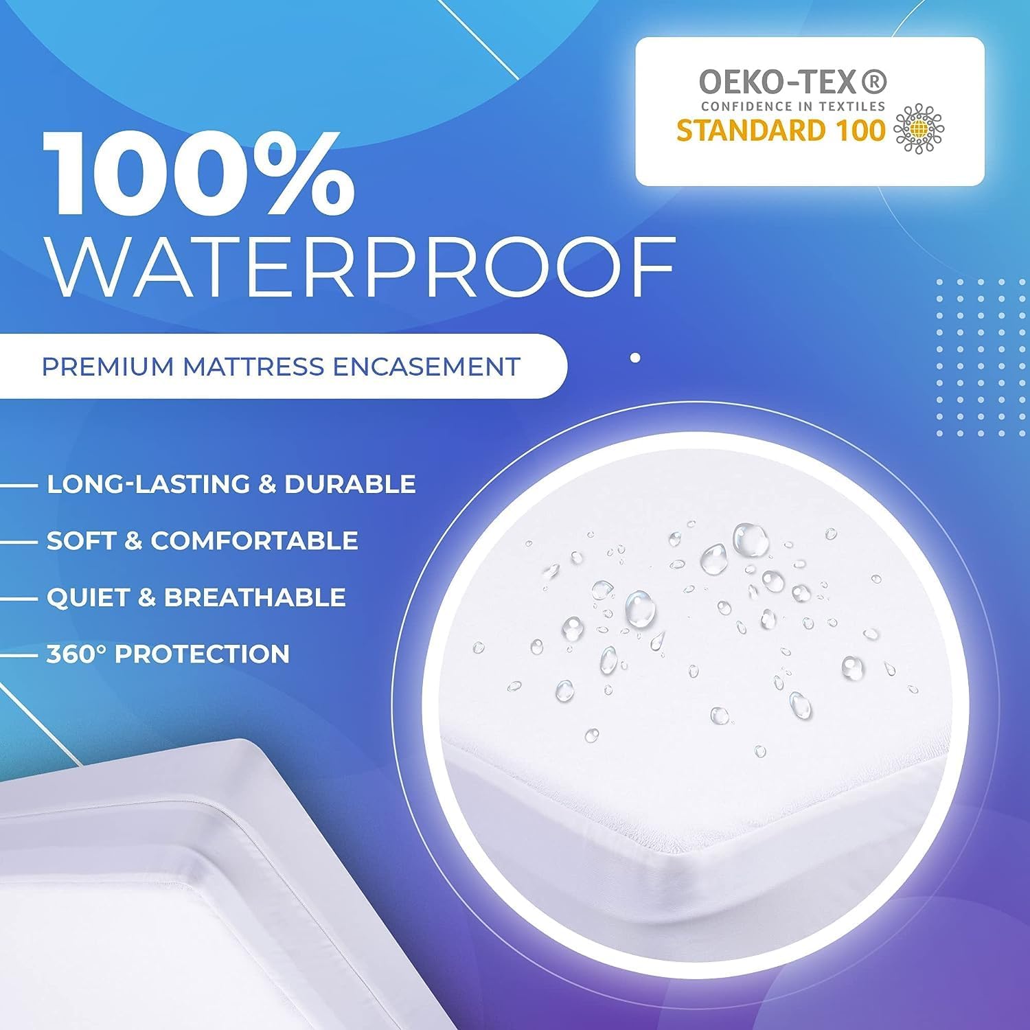 Premium Zippered Mattress Encasement 100% Waterproof Bed Bug/Dust Mite Proof and Hypoallergenic Cotton Terry Surface 6 Sided Mattress Protector TWIN XL 9 SIZE