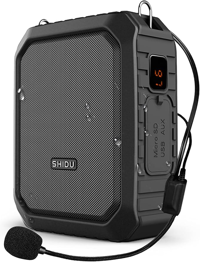 Portable Voice Amplifier with Wired Headset Mic 18W 4400mAh Rechargeable Microphone and Speaker Personal Pa System Waterproof IPX5 Bluetooth Voice Amplification for Outdoors, Teaching, Meeting, etc