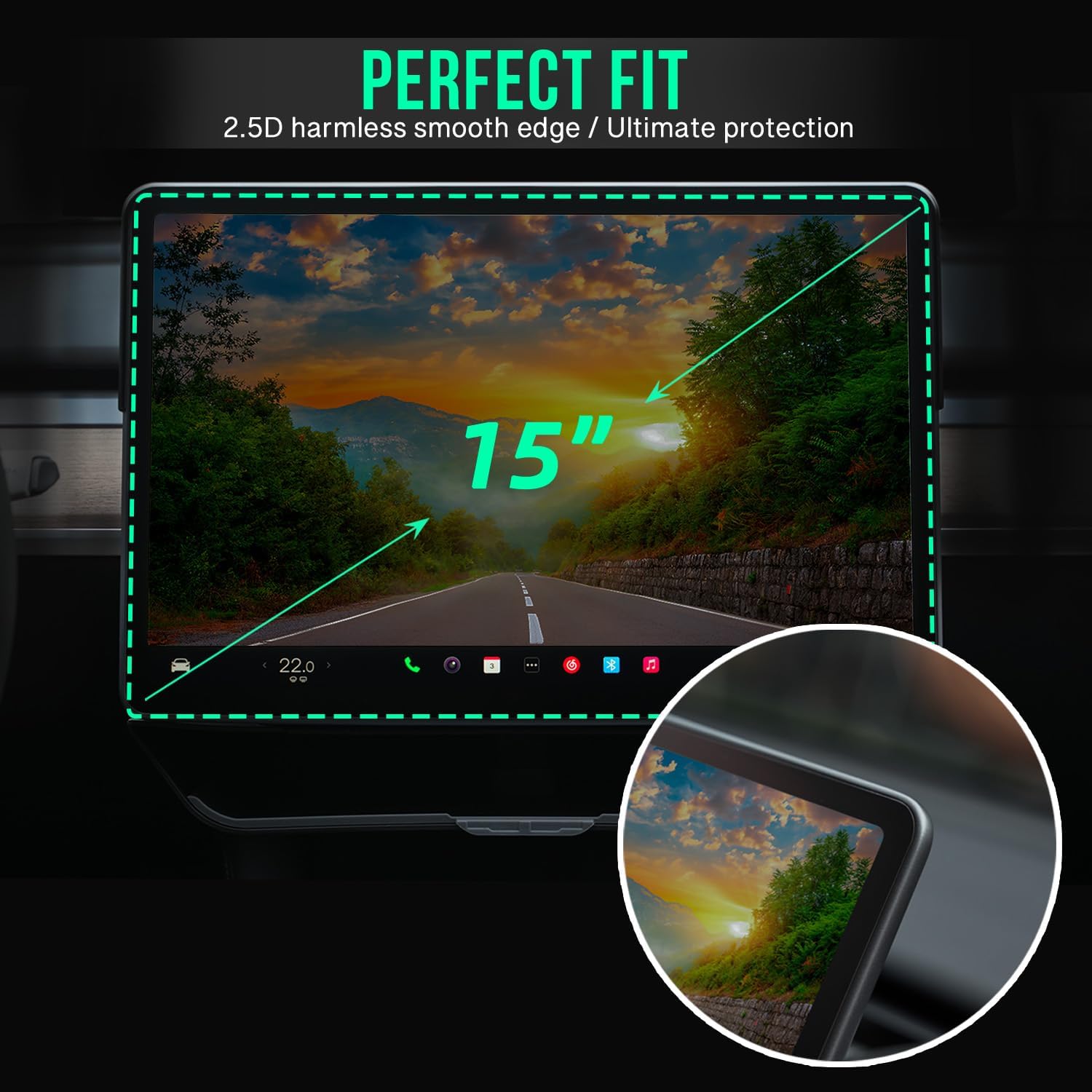 Tesla Model Y/3 Screen Protector 2023, 15" Matte Screen Protector for Dashboard, Anti Glare and Anti-fingerprint, 1 Minute Installation with Auto-alignment Tool