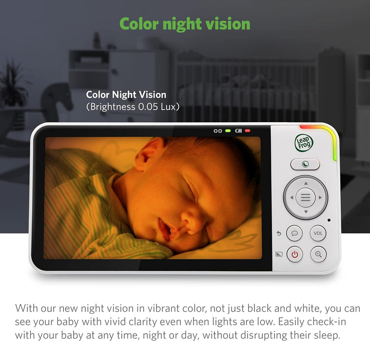 LeapFrog LF815HD - 1080p WiFi Remote Access Video Baby Monitor with 5” High Definition 720p Display, Night Light, Color Night Vision, (White), One Size