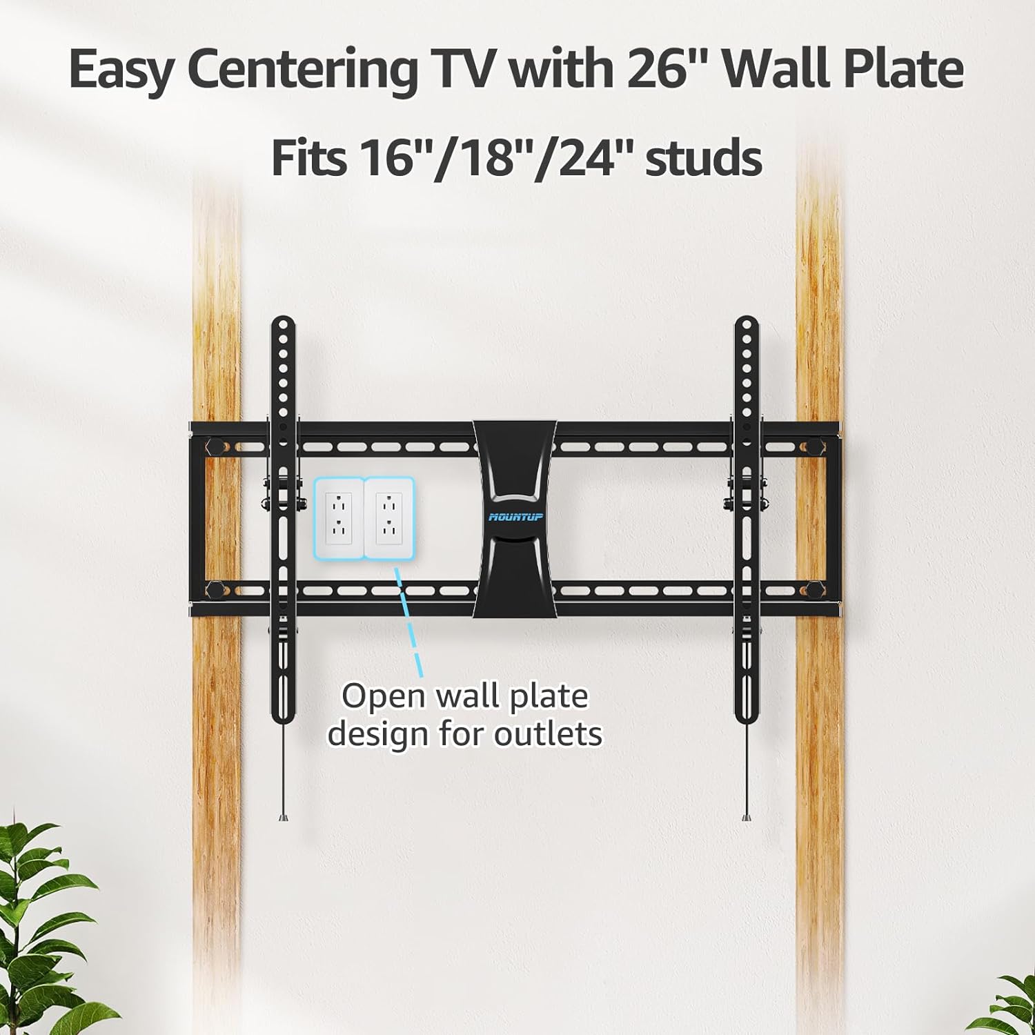 MOUNTUP UL Listed TV Wall Mount, Tilting TV Mount Bracket for Most 37-75 Inch Flat Screen/Curved TV Low Profile Wall Mount Saving Space Max VESA 600x400mm Hold up to 99 lbs Fit 16" 18" 24" Stud MU0008