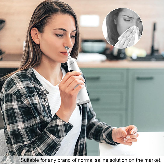 OMOOJEE Electric Nasal Irrigator, Sinus Rinse Machine for Adults and Children, Nasal Cleaner for Sinus & Allergy Relief, USB Recharging, 4 Modes,Waterproof