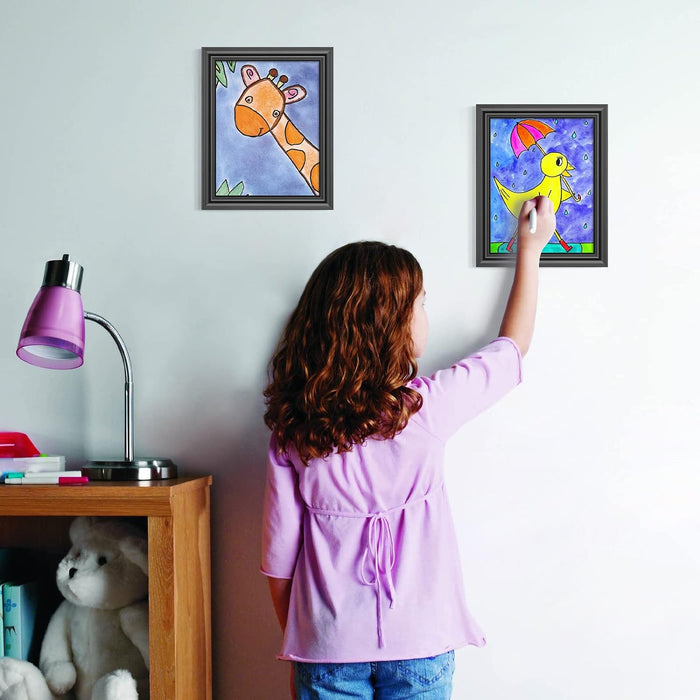 Anozie 8.5x11 Kids Art Frames for Kids Artwork Frames Changeable Front Opening Glass, Artwork Display Storage Frame for Kids Drawings, Schoolwork, Hanging Art, Crafts (4 Pack-Black)