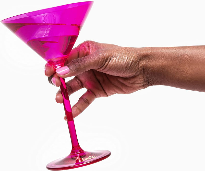 Dragon Glassware x Barbie Martini Glasses, Pink and Magenta Crystal Glass, Large Cosmopolitan and Cocktail Barware, Unique and Fun Gift for Espresso Martini Lovers, 8 oz Capacity, Set of 2