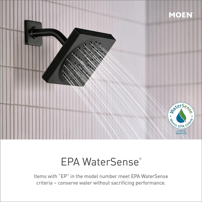 Moen Genta LX Matte Black High-Pressure Balancing Eco-Performance Modern Shower Trim, Including Showerhead, Shower Lever Handle for Water Temperature Adjustment (Posi-Temp Valve Required), T2472EPBL