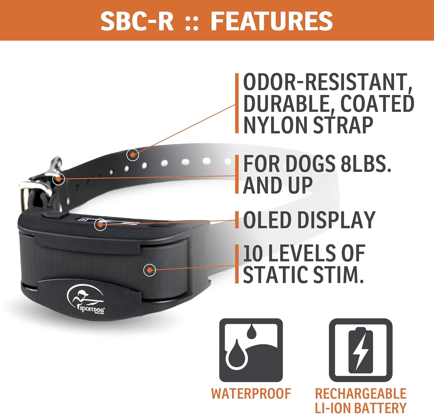 SportDOG Brand NoBark Collars - Waterproof Bark Control with Static- Anti Bark Device, Black