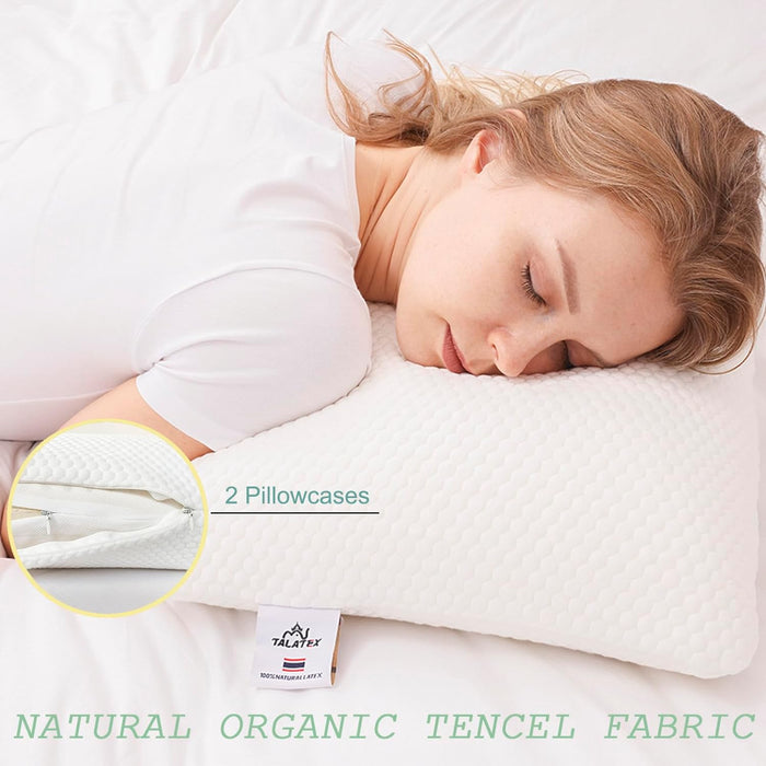 Talatex Talalay 100% Natural Premium Latex Pillow, Soft Pillow Helps Relieve Pressure, No Memory Foam Chemicals, Perfect Package Best Gift with Removable Tencel Cover
