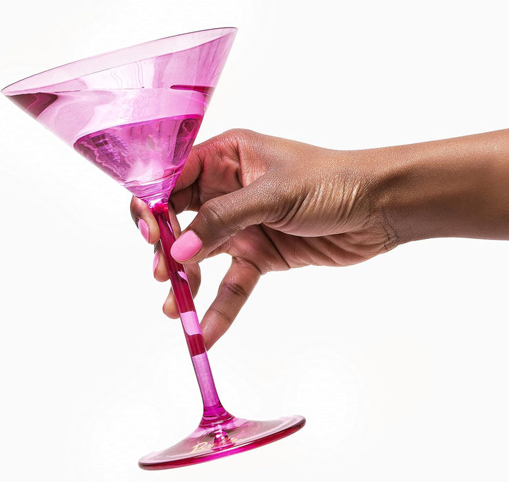 Dragon Glassware x Barbie Martini Glasses, Pink and Magenta Crystal Glass, Large Cosmopolitan and Cocktail Barware, Unique and Fun Gift for Espresso Martini Lovers, 8 oz Capacity, Set of 2