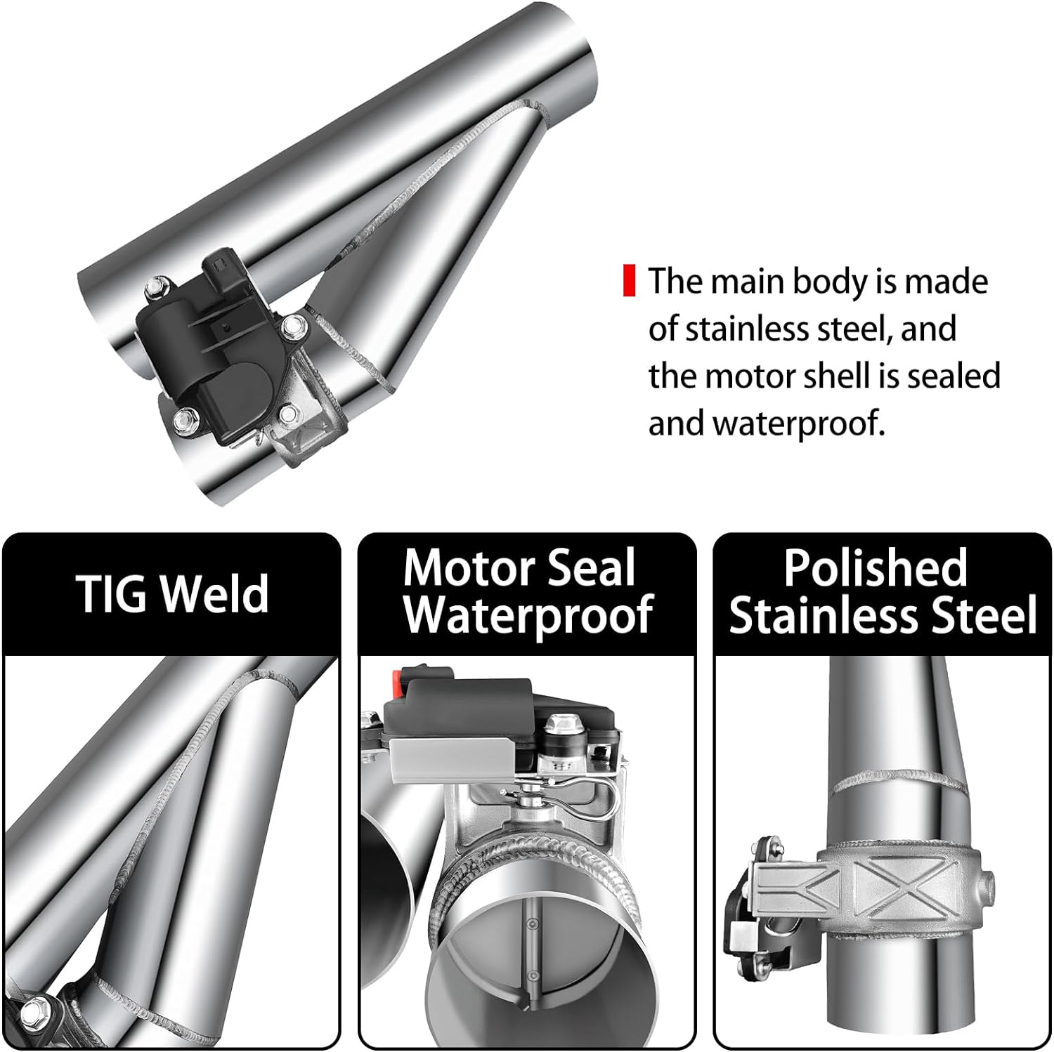 Electric Exhaust Cutout 2.5 Inch with Elbow Muffler Exhaust Valve Kit (1 Wireless Remote Controller, 1 Valve)